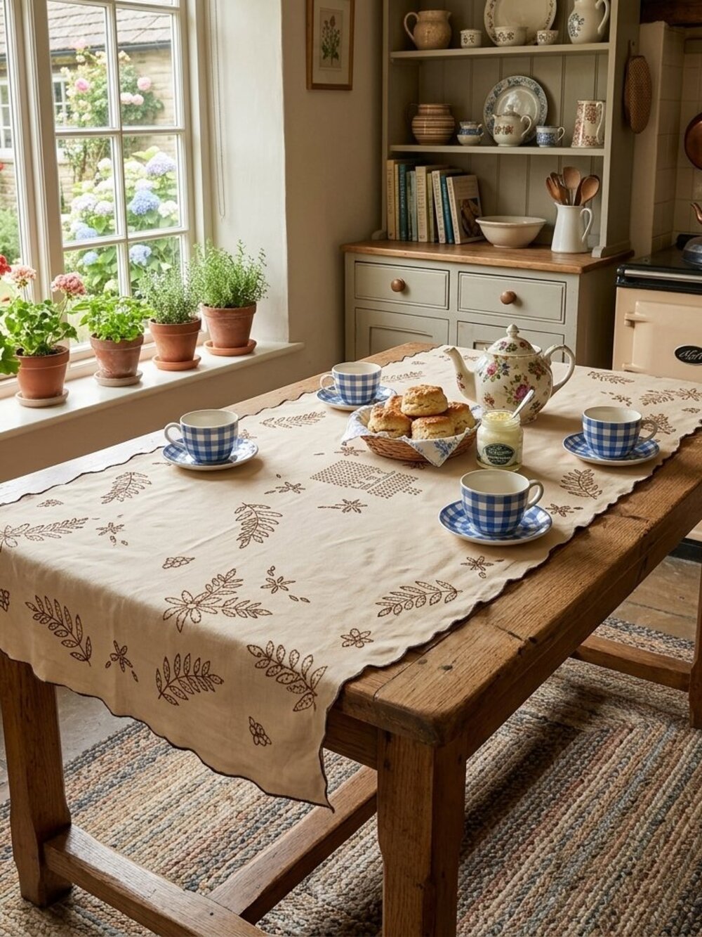 Vintage Tablecloth Needlepoint Embroidery 64 X 48 BEAUTIFUL LQQK!!!